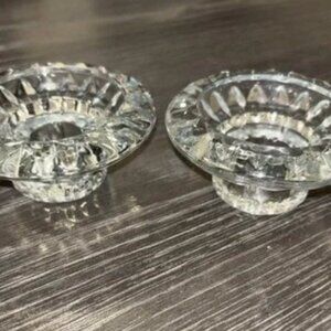 Set of 2 Vintage FIRNA Glass Taper Candle Holders